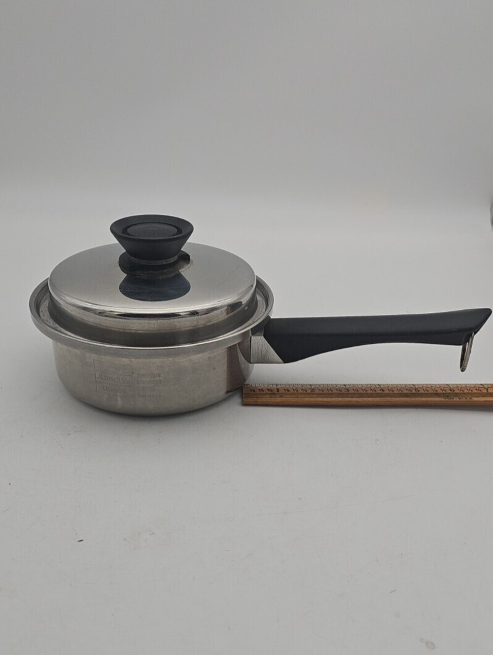 Vintage Amway Queen 3-Ply 18/8 Stainless Steel Saucepan with Lid Made in USA